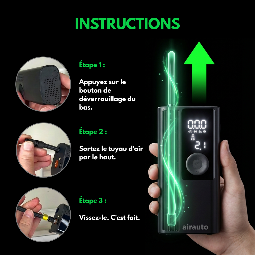 Air Auto Plus™ – Compresseur d’air intelligent portable