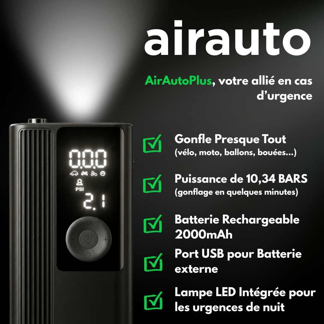 Air Auto Plus™ – Compresseur d’air intelligent portable